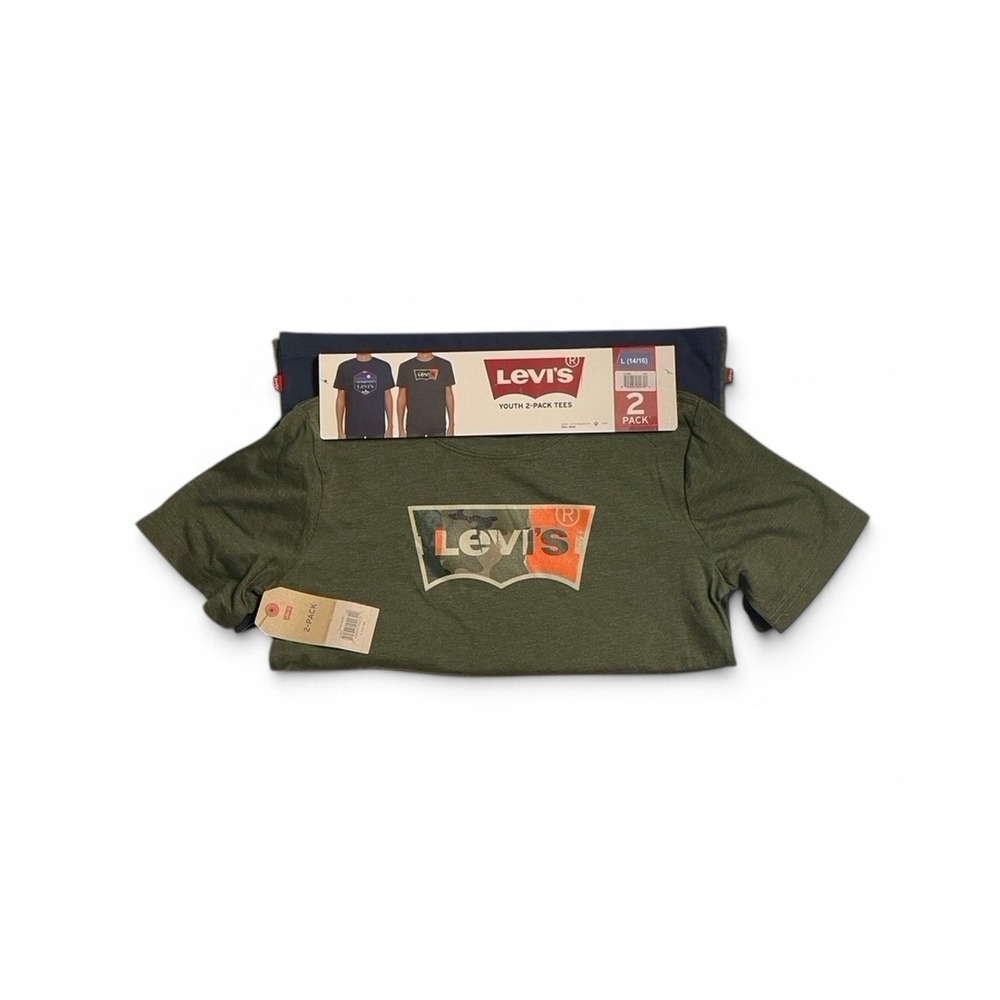 Levi's Boys T-Shirts‎ 2-Pack Youth Set  Navy & Hunter Green  Large (14/16) New!